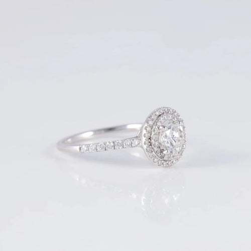 Bague 52 Bague solitaire en or blanc avec diamants 0,74 ct et 0,35 ct 58 Facettes AB254