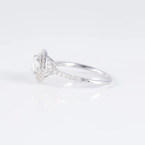 Bague 52 Bague solitaire en or blanc avec diamants 0,74 ct et 0,35 ct 58 Facettes AB254