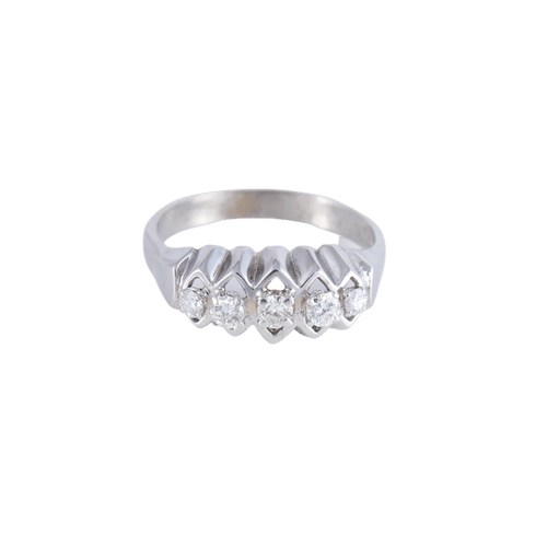Bague 61 Bague jarretière - 5 diamants en or blanc 18 ct 58 Facettes AB593