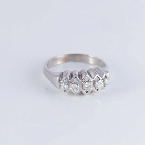 Bague 61 Bague jarretière - 5 diamants en or blanc 18 ct 58 Facettes AB593