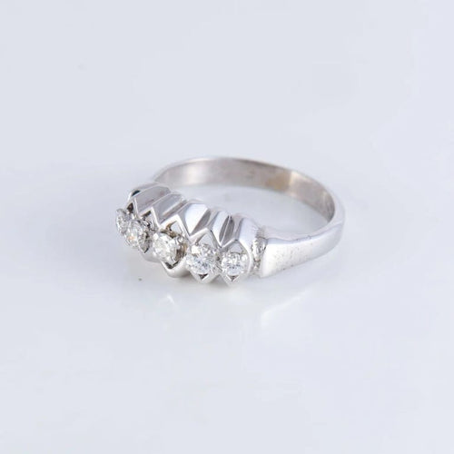 Bague 61 Bague jarretière - 5 diamants en or blanc 18 ct 58 Facettes AB593