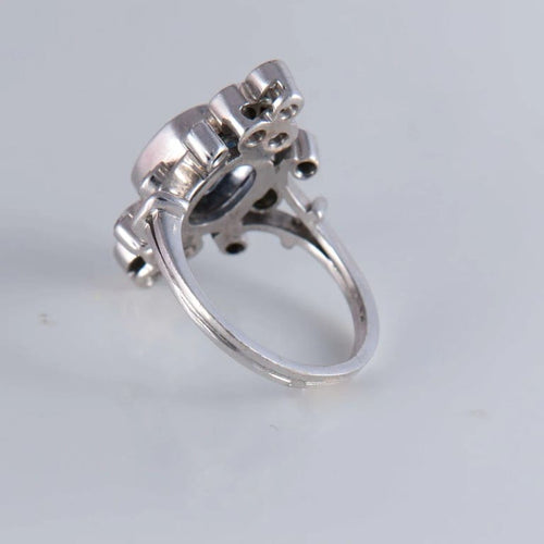 Bague 50 Bague duchesse en or blanc 18 ct, saphir de Ceylan et diamants 58 Facettes AB6