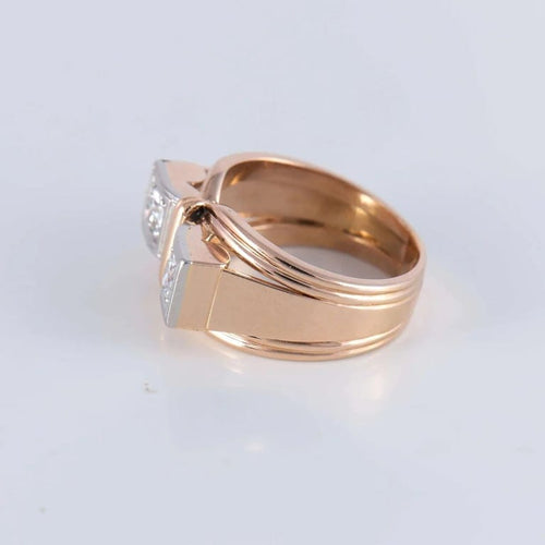 Bague 57 Bague tank double diamants en or jaune 18 ct et platine 58 Facettes AB2bis