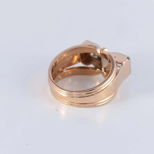 Bague 57 Bague tank double diamants en or jaune 18 ct et platine 58 Facettes AB2bis