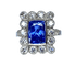 Bague 53 Bague en or blanc 18 carats avec saphir de Ceylan et diamants 58 Facettes AB410