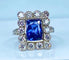 Bague 53 Bague en or blanc 18 carats avec saphir de Ceylan et diamants 58 Facettes AB410