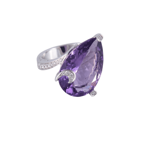 Bague 53 Marco Molinario - Bague en or blanc 18 ct améthyste et diamants 58 Facettes AB14