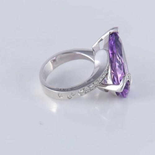 Bague 53 Marco Molinario - Bague en or blanc 18 ct améthyste et diamants 58 Facettes AB14
