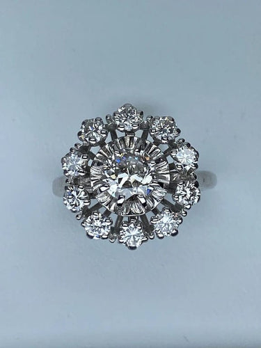 Bague 51 Bague marguerite de fiançailles en or 18 ct et diamants 58 Facettes AB15
