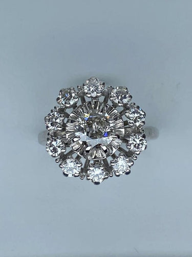Bague 51 Bague marguerite de fiançailles en or 18 ct et diamants 58 Facettes AB15