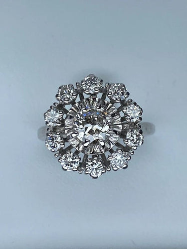 Bague 51 Bague marguerite de fiançailles en or 18 ct et diamants 58 Facettes AB15