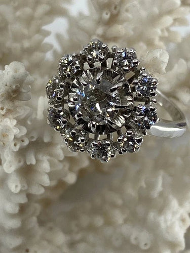 Bague 51 Bague marguerite de fiançailles en or 18 ct et diamants 58 Facettes AB15