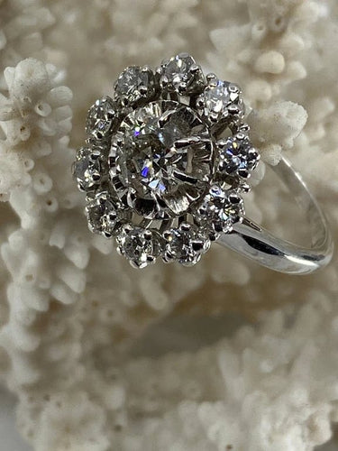 Bague 51 Bague marguerite de fiançailles en or 18 ct et diamants 58 Facettes AB15