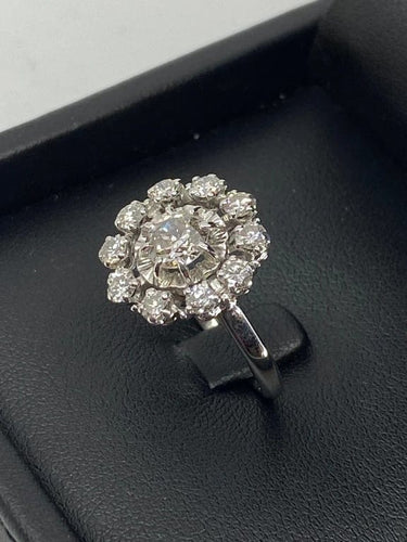 Bague 51 Bague marguerite de fiançailles en or 18 ct et diamants 58 Facettes AB15