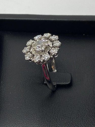 Bague 51 Bague marguerite de fiançailles en or 18 ct et diamants 58 Facettes AB15