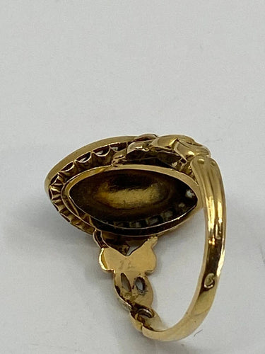Bague 54 Bague marquise en or jaune 18 ct, émail bleu et diamants 58 Facettes AB17