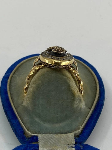 Bague 54 Bague marquise en or jaune 18 ct, émail bleu et diamants 58 Facettes AB17