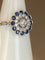 Bague 57 Bague fleur Art déco en or 18 ct, diamants et saphirs 58 Facettes AB45