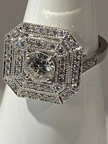 Bague 51 Bague de fiançailles - Bague octogonale en or 18 carats et diamants 58 Facettes AB46
