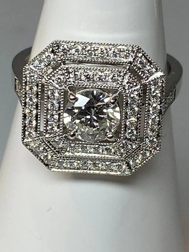 Bague 51 Bague de fiançailles - Bague octogonale en or 18 carats et diamants 58 Facettes AB46