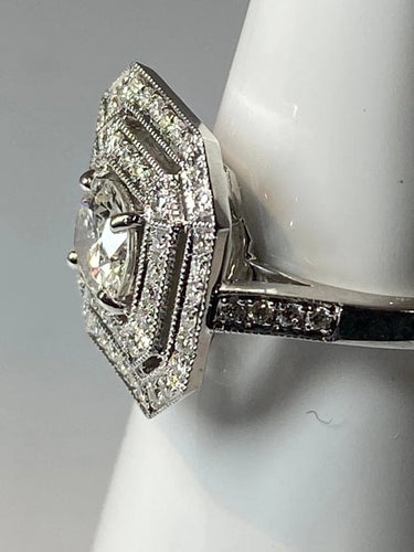 Bague 51 Bague de fiançailles - Bague octogonale en or 18 carats et diamants 58 Facettes AB46