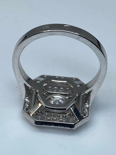 Bague 51 Bague de fiançailles - Bague octogonale en or 18 carats et diamants 58 Facettes AB46