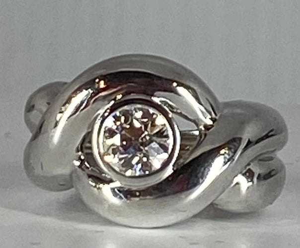 Bague 53 Bague en or blanc 18 carats avec diamant taille ancienne 0,80 ct 58 Facettes AB49