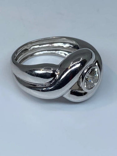Bague 53 Bague en or blanc 18 carats avec diamant taille ancienne 0,80 ct 58 Facettes AB49