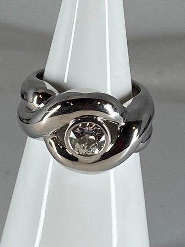 Bague 53 Bague en or blanc 18 carats avec diamant taille ancienne 0,80 ct 58 Facettes AB49