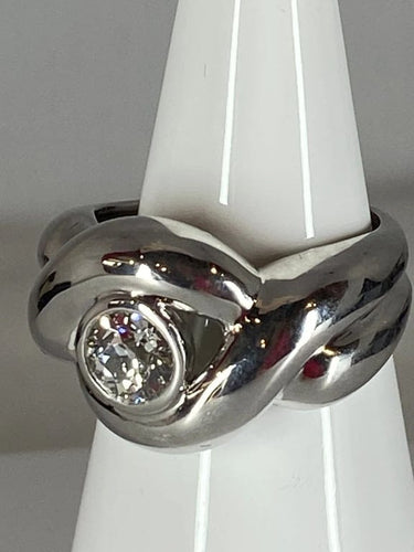 Bague 53 Bague en or blanc 18 carats avec diamant taille ancienne 0,80 ct 58 Facettes AB49