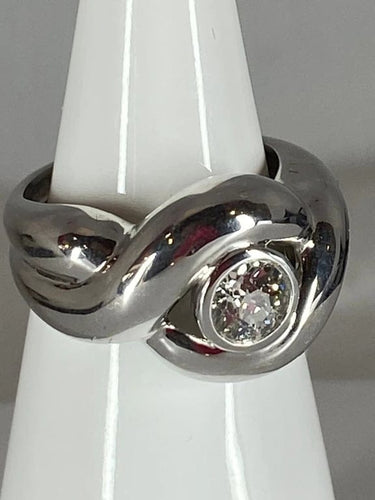 Bague 53 Bague en or blanc 18 carats avec diamant taille ancienne 0,80 ct 58 Facettes AB49