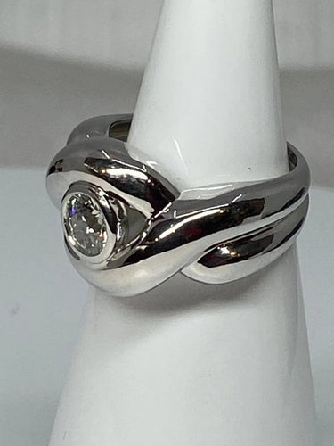 Bague 53 Bague en or blanc 18 carats avec diamant taille ancienne 0,80 ct 58 Facettes AB49