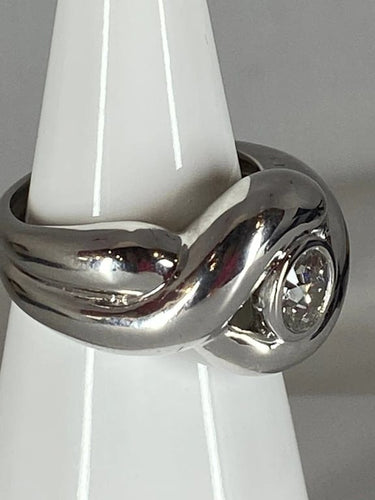 Bague 53 Bague en or blanc 18 carats avec diamant taille ancienne 0,80 ct 58 Facettes AB49