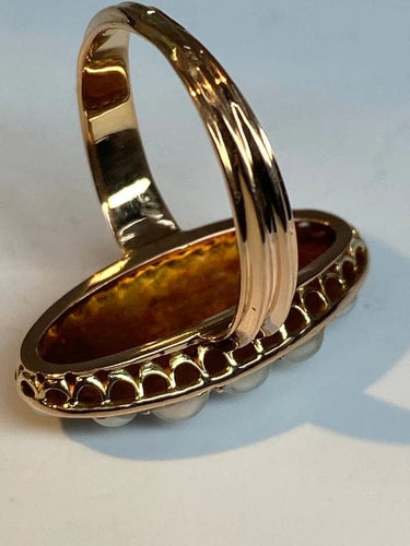Bague 47 Bague marquise en or 18 carats avec perles fines et diamants 58 Facettes AB54