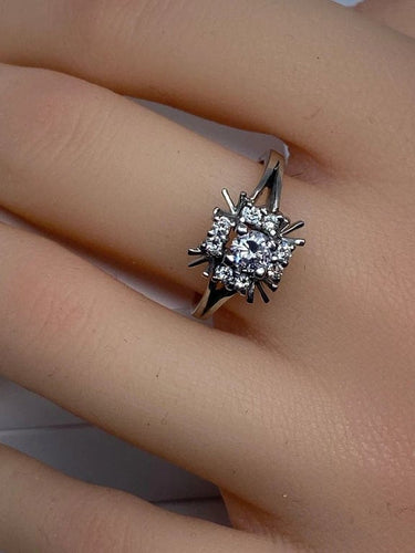 Bague 55 Bague marguerite en or blanc 18 carats et diamants 58 Facettes AB72
