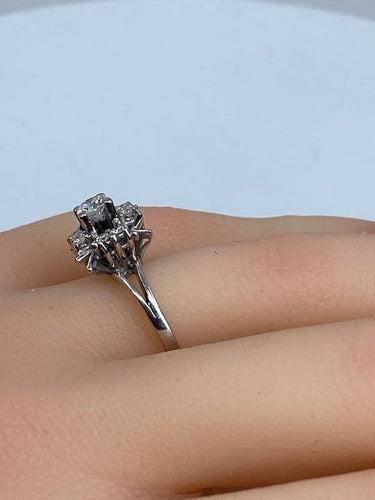 Bague 55 Bague marguerite en or blanc 18 carats et diamants 58 Facettes AB72