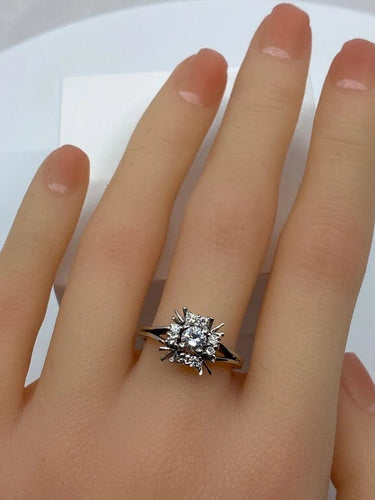 Bague 55 Bague marguerite en or blanc 18 carats et diamants 58 Facettes AB72