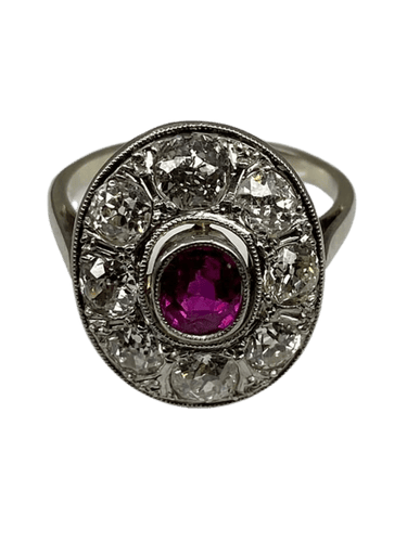 Bague 51 Bague ovale en or 18 carats avec rubis et diamants 58 Facettes AB75