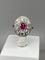 Bague 51 Bague ovale en or 18 carats avec rubis et diamants 58 Facettes AB75