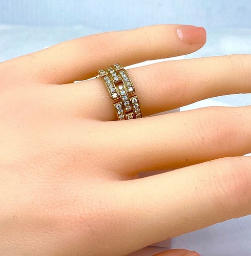 Bague 49 Cartier Maillons Panthère - Bague en or jaune 18 carats et diamants 58 Facettes AB78