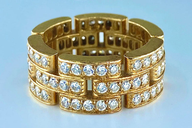 Bague 49 Cartier Maillons Panthère - Bague en or jaune 18 carats et diamants 58 Facettes AB78