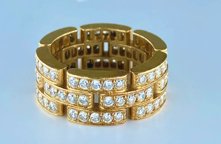 Bague 49 Cartier Maillons Panthère - Bague en or jaune 18 carats et diamants 58 Facettes AB78