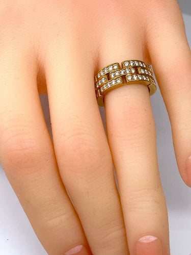 Bague 49 Cartier Maillons Panthère - Bague en or jaune 18 carats et diamants 58 Facettes AB78