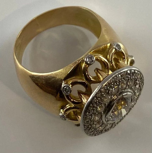 Bague 58 Bague vintage 1960 en or jaune 18 carats, platine et diamants 58 Facettes AB12