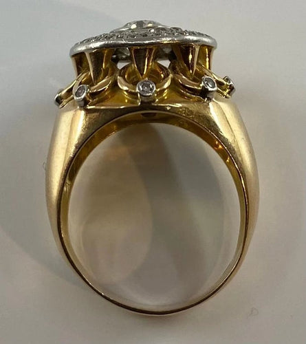 Bague 58 Bague vintage 1960 en or jaune 18 carats, platine et diamants 58 Facettes AB12