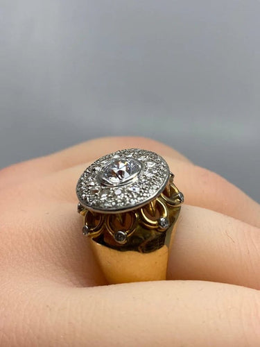 Bague 58 Bague vintage 1960 en or jaune 18 carats, platine et diamants 58 Facettes AB12