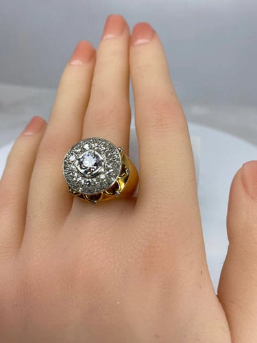 Bague 58 Bague vintage 1960 en or jaune 18 carats, platine et diamants 58 Facettes AB12
