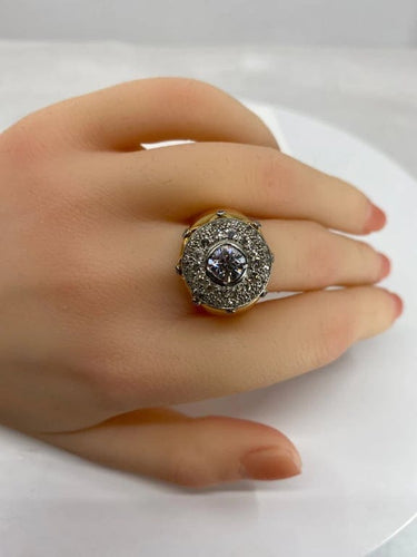 Bague 58 Bague vintage 1960 en or jaune 18 carats, platine et diamants 58 Facettes AB12