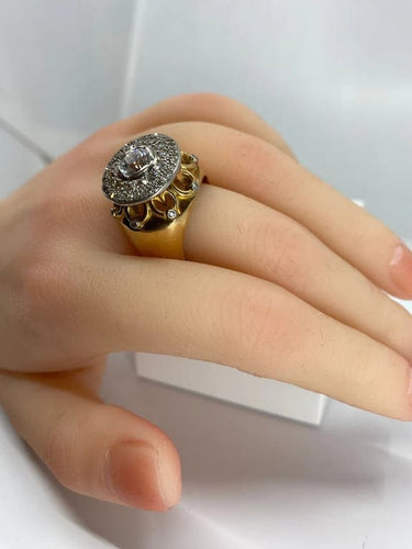 Bague 58 Bague vintage 1960 en or jaune 18 carats, platine et diamants 58 Facettes AB12