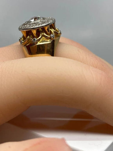 Bague 58 Bague vintage 1960 en or jaune 18 carats, platine et diamants 58 Facettes AB12